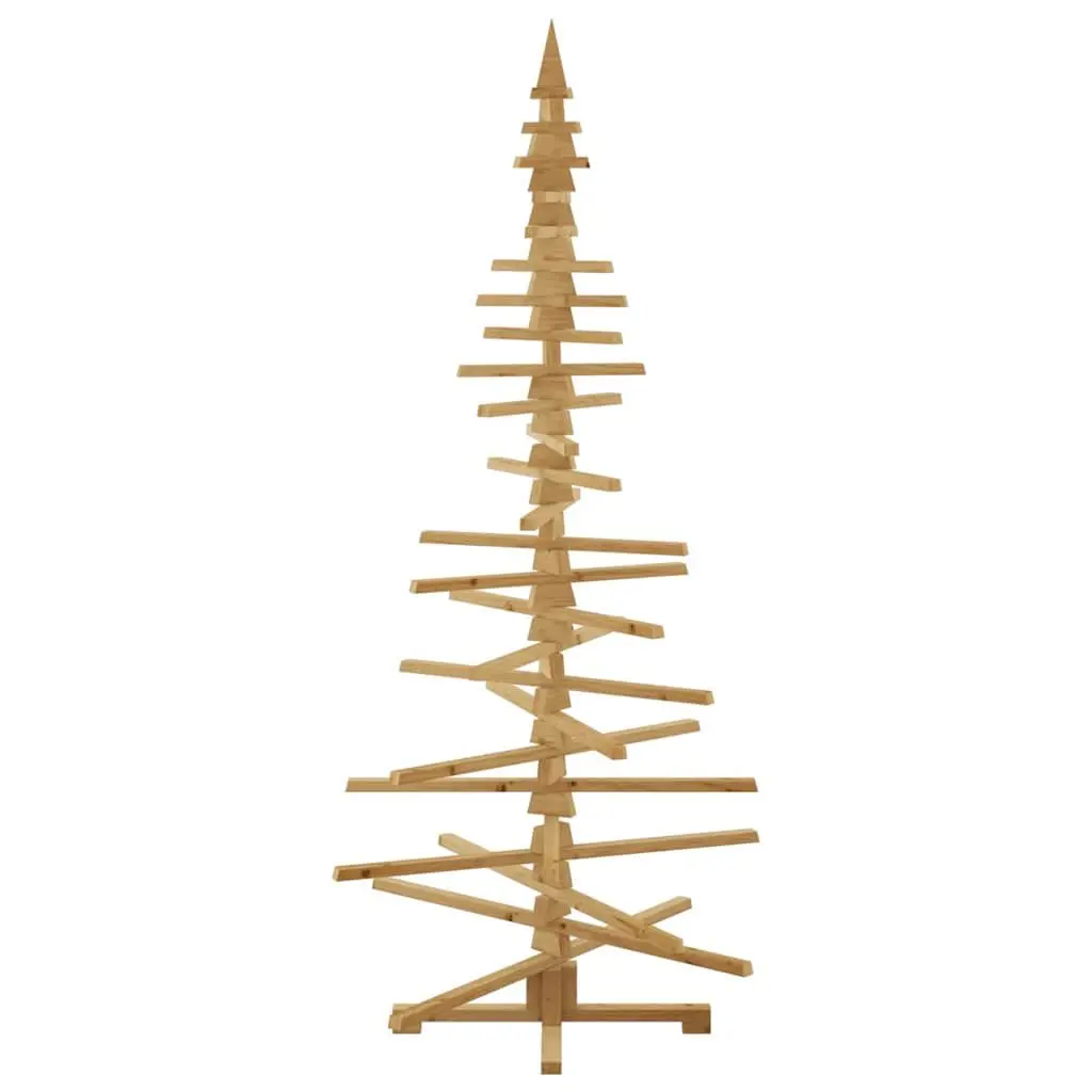 Wooden Christmas Tree Indoor Outdoor 210 cm Brown Solid Pine Adjustable Branches DIY