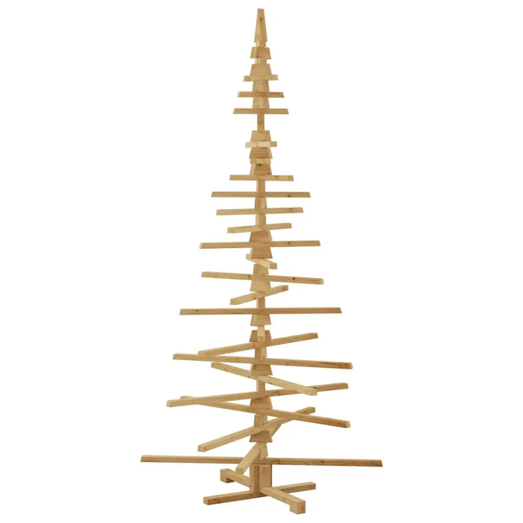 Wooden Christmas Tree Indoor Outdoor 210 cm Brown Solid Pine Adjustable Branches DIY