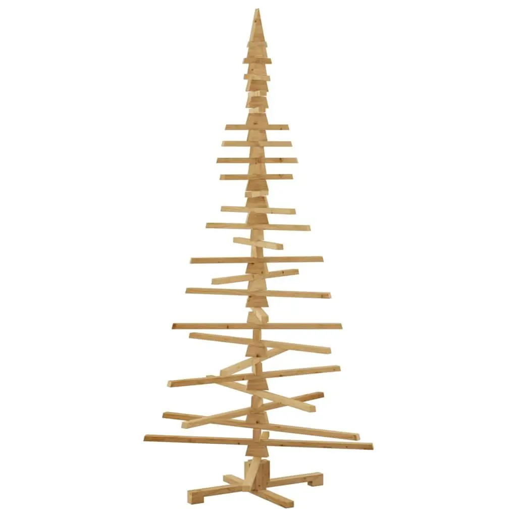 Wooden Christmas Tree Indoor Outdoor 210 cm Brown Solid Pine Adjustable Branches DIY