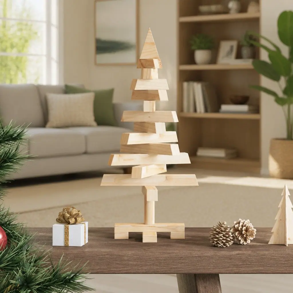 60cm Solid Pine Wood Christmas Tree