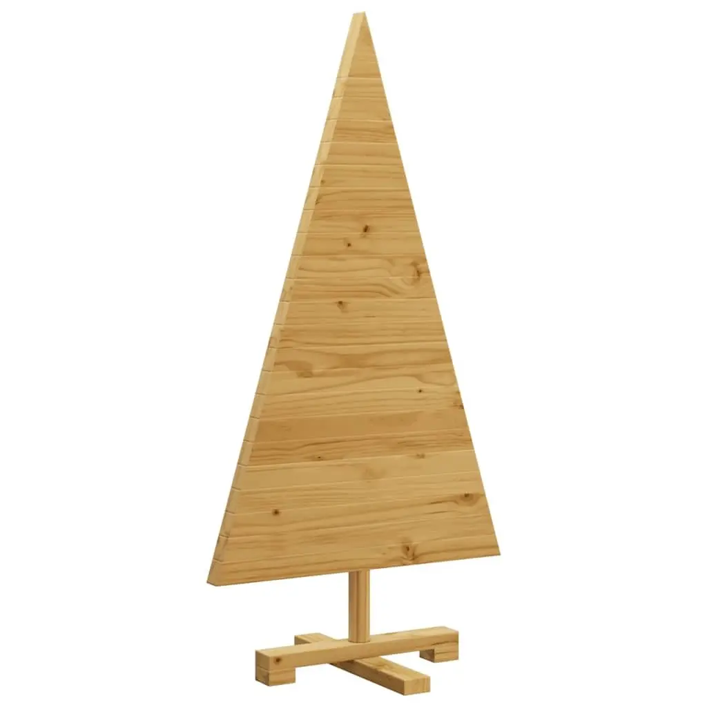 Wooden Christmas Tree 90cm Brown Solid Pine Wood Stand Holiday Seasonal Decor