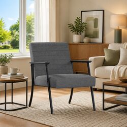 Dimensions and Specs of a Grey Fabric Lounge Armchair