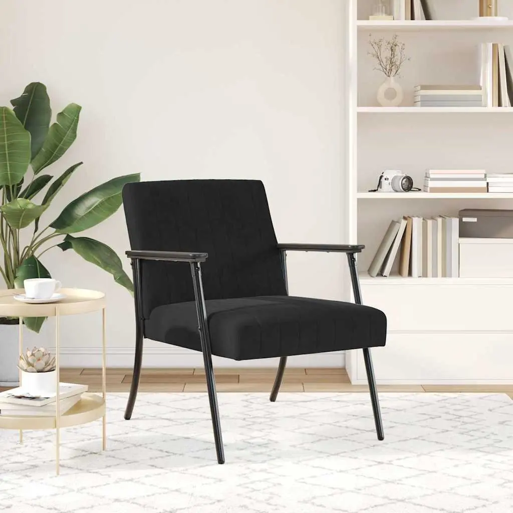Black Velvet Armchair Living Room Bedroom 59cm W x 75cm D x 78cm H