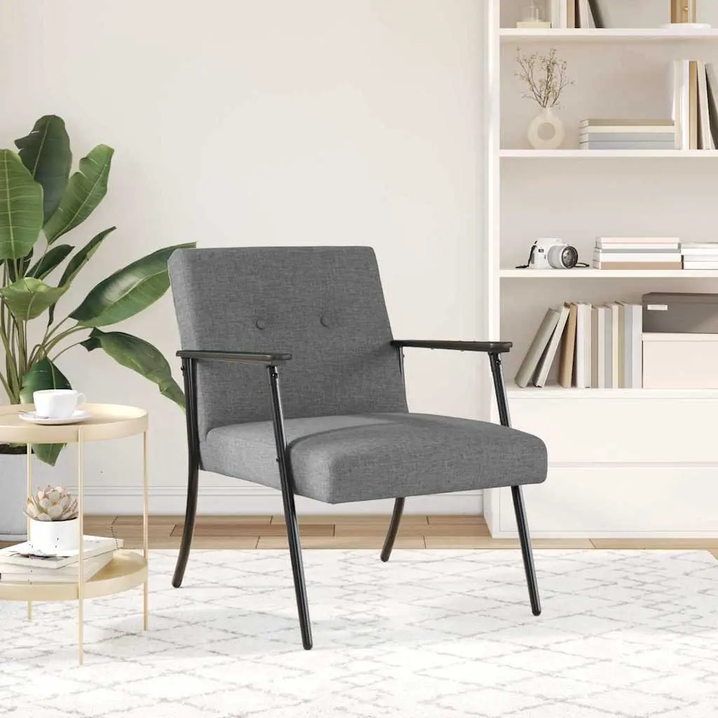 Armchair Indoor Dark Grey Fabric Ergonomic Foam Cushion