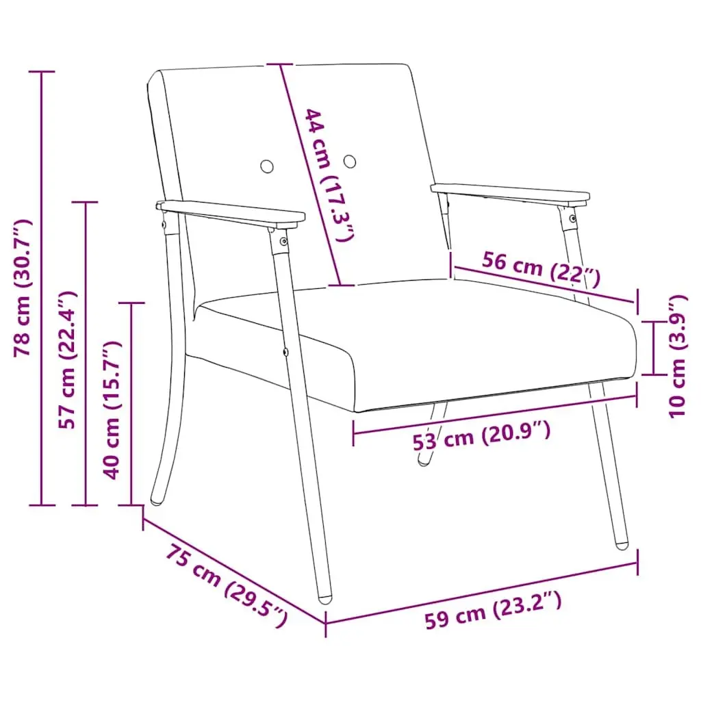 Armchair Indoor Dark Grey Fabric Ergonomic Foam Cushion