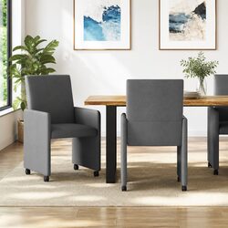 2-Piece Grey Dining Chair Set with Wheels and Specs