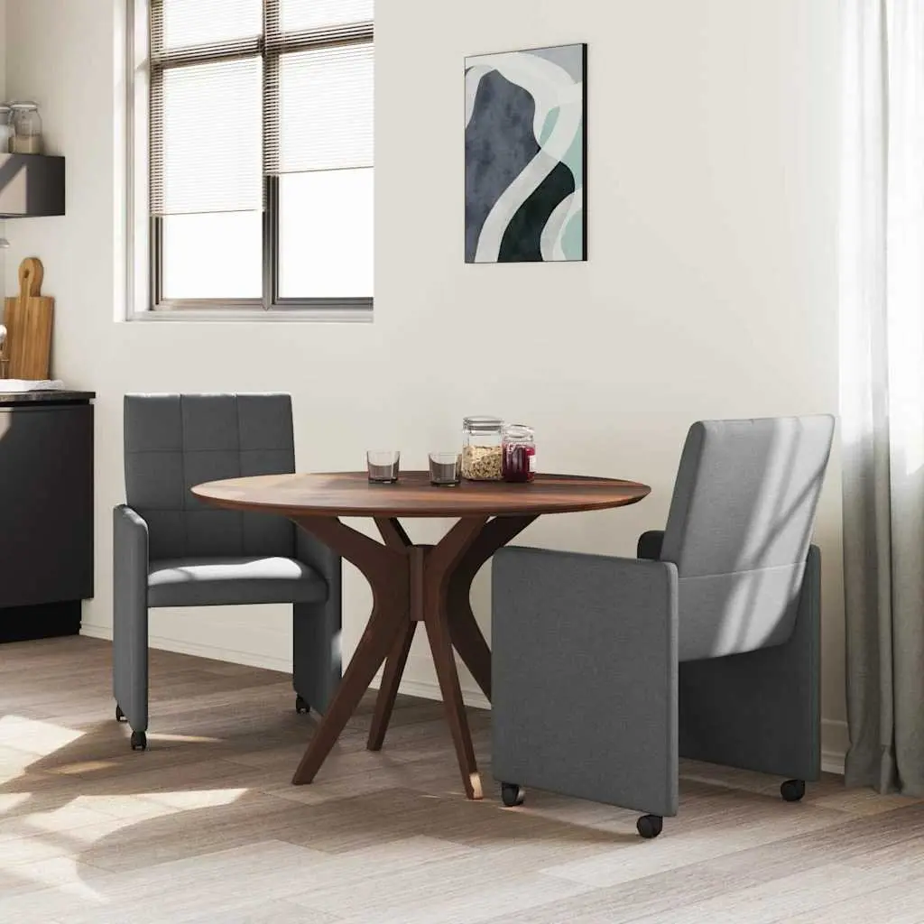 Dining Chairs for Kitchen 2 Pieces Grey with Wheels and Armrests