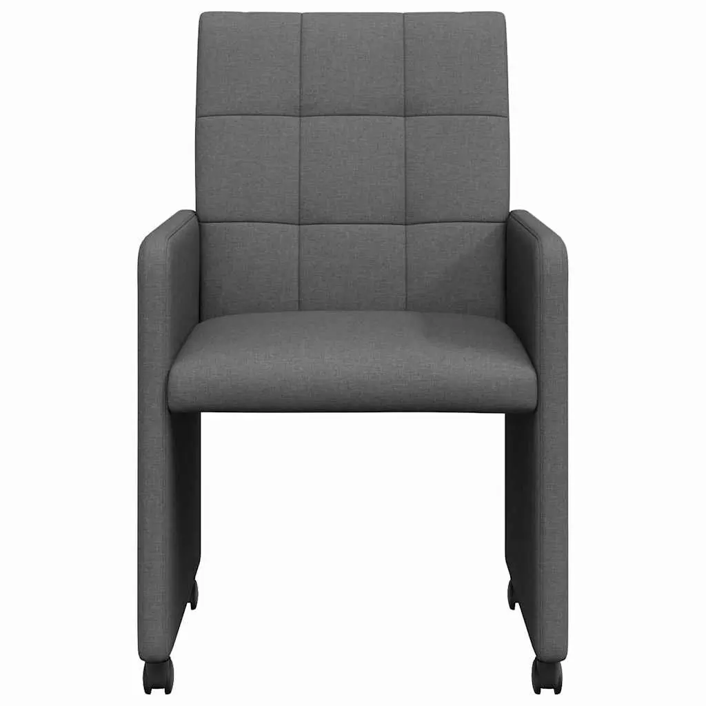 Dining Chairs for Kitchen 2 Pieces Grey with Wheels and Armrests