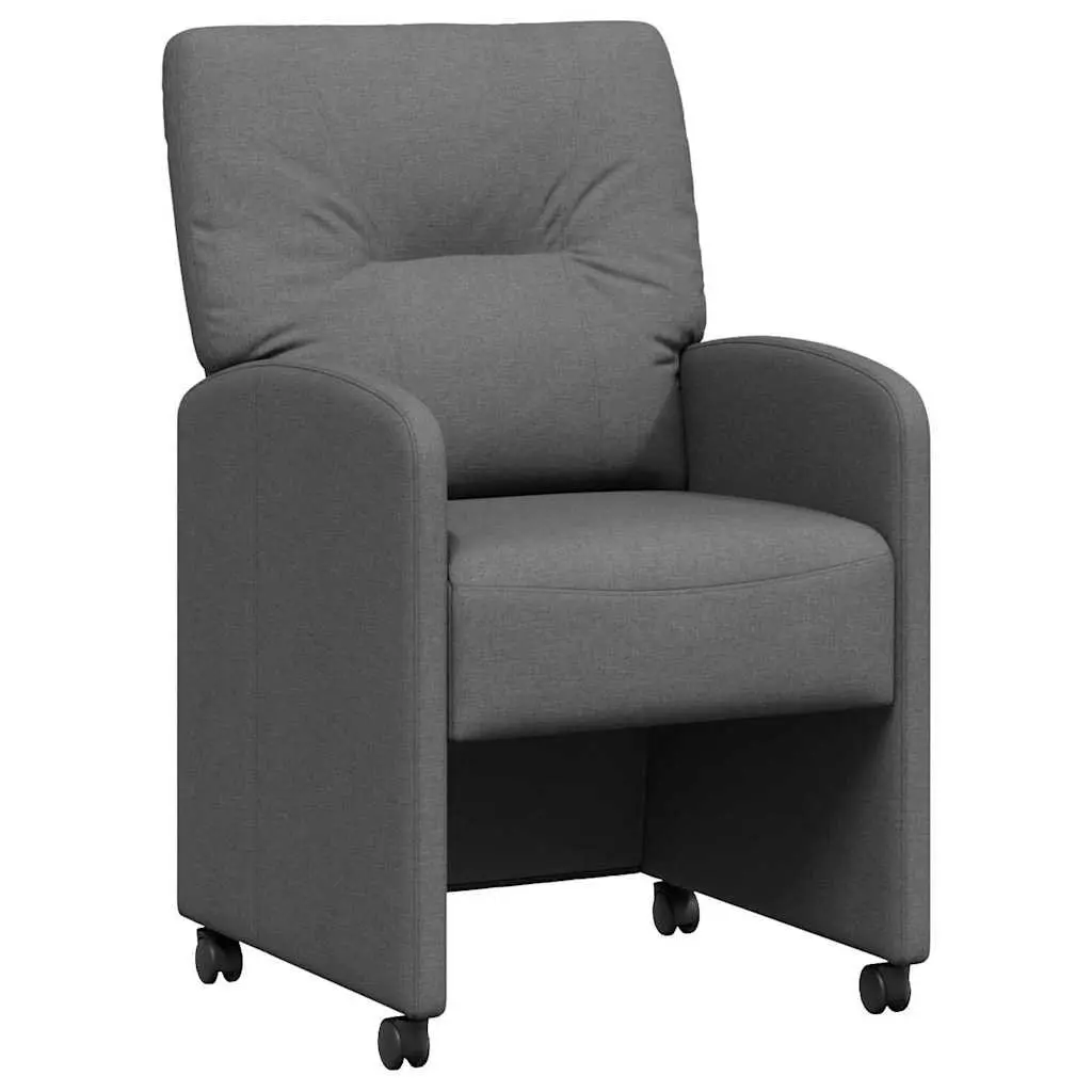 Grey Dining Chairs with Wheels, 2 pcs