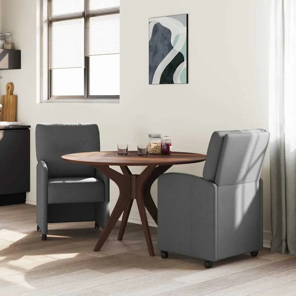 Grey Dining Chairs with Wheels, 2 pcs