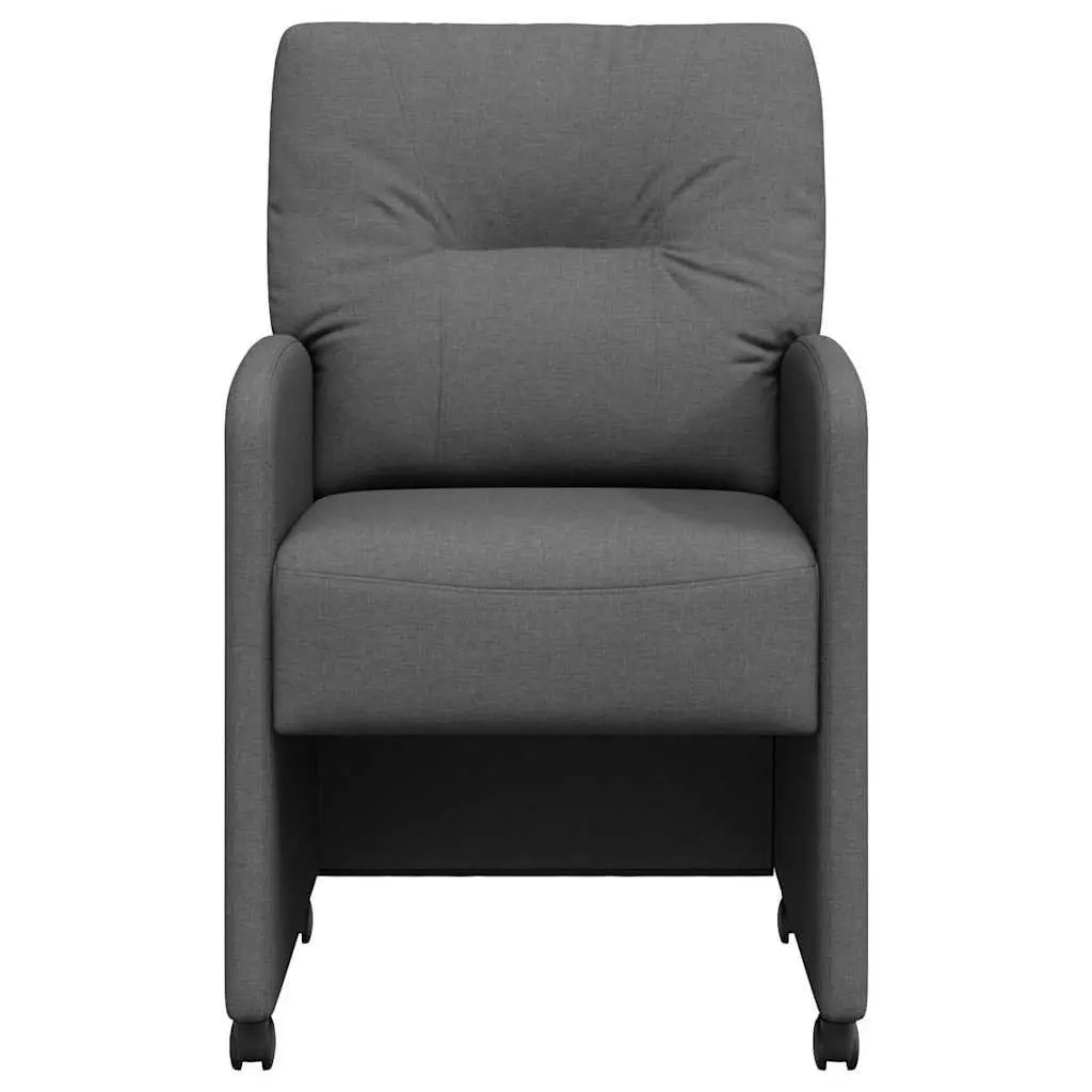 Grey Dining Chairs with Wheels, 2 pcs