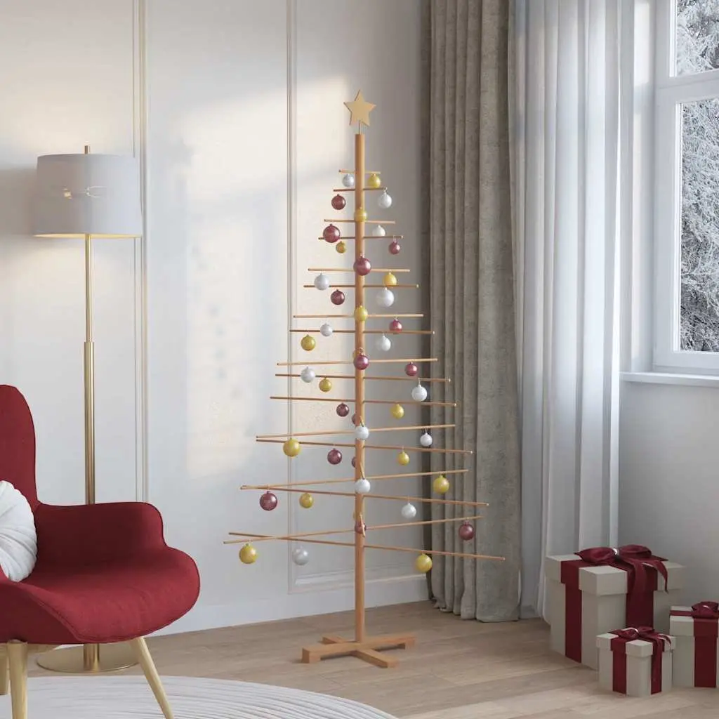 Wooden Christmas Tree for Home and Garden 180cm Brown Bamboo Seasonal Decoration