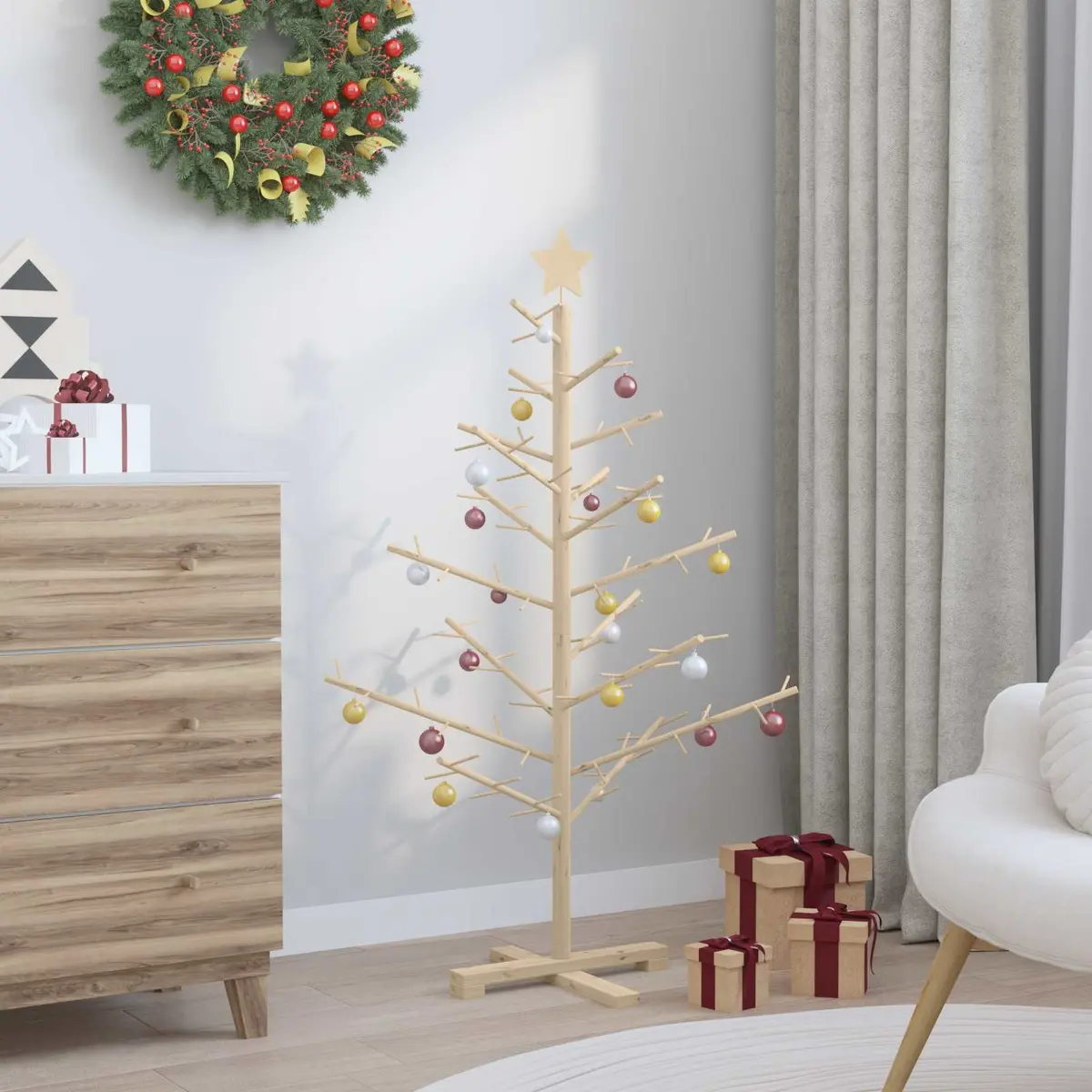125cm Wooden Christmas Tree with Stand