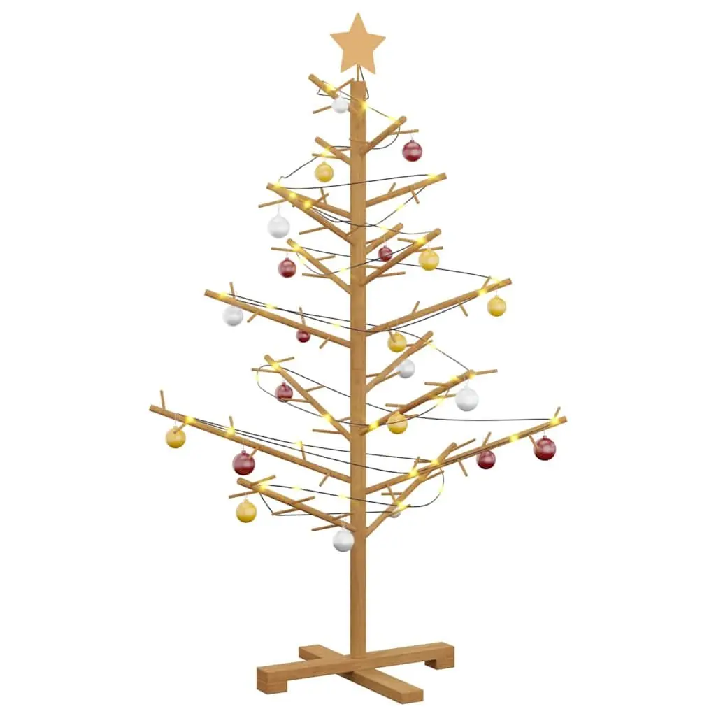 Wooden Christmas Tree with Stand Brown 125cm Modern Minimalist Holiday Decor