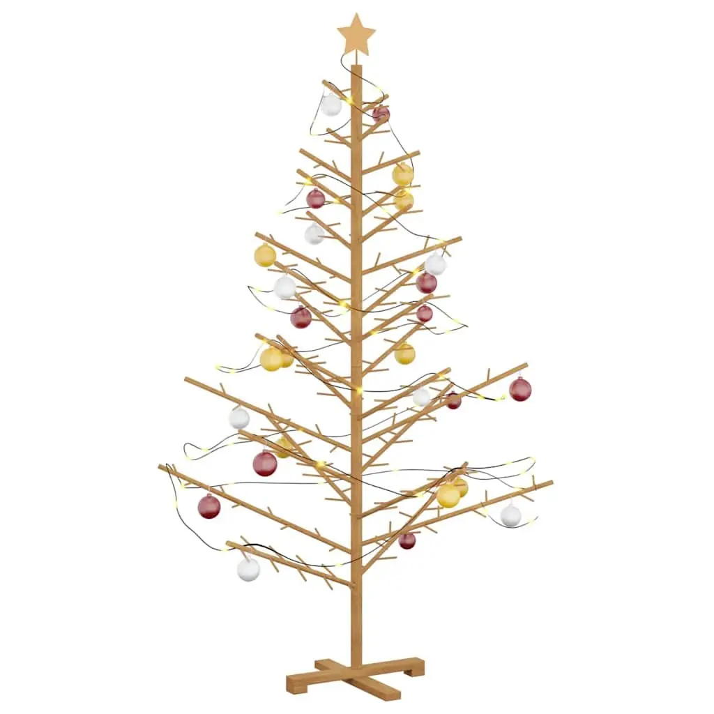 Wooden Christmas Tree 180cm Indoor Outdoor Brown Solid Pine Seasonal Decor