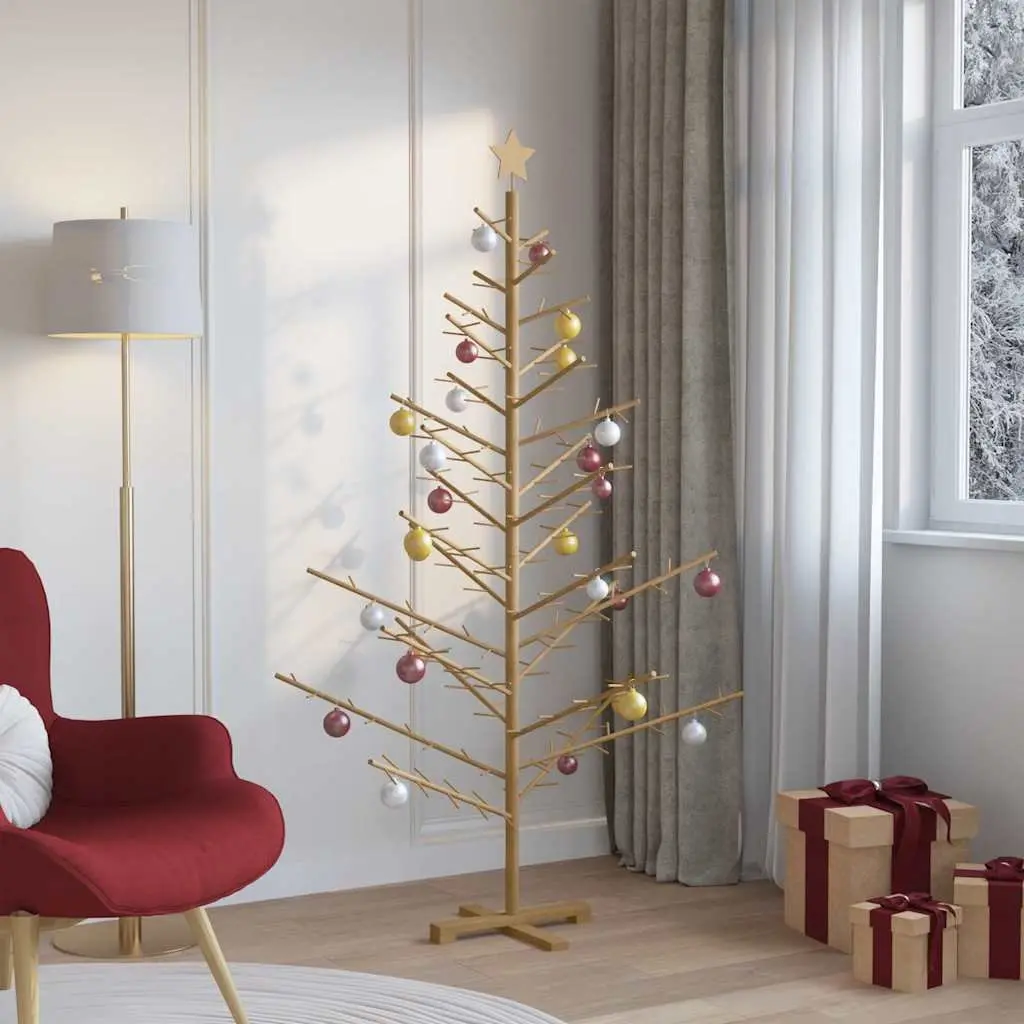 Wooden Christmas Tree 180cm Indoor Outdoor Brown Solid Pine Seasonal Decor