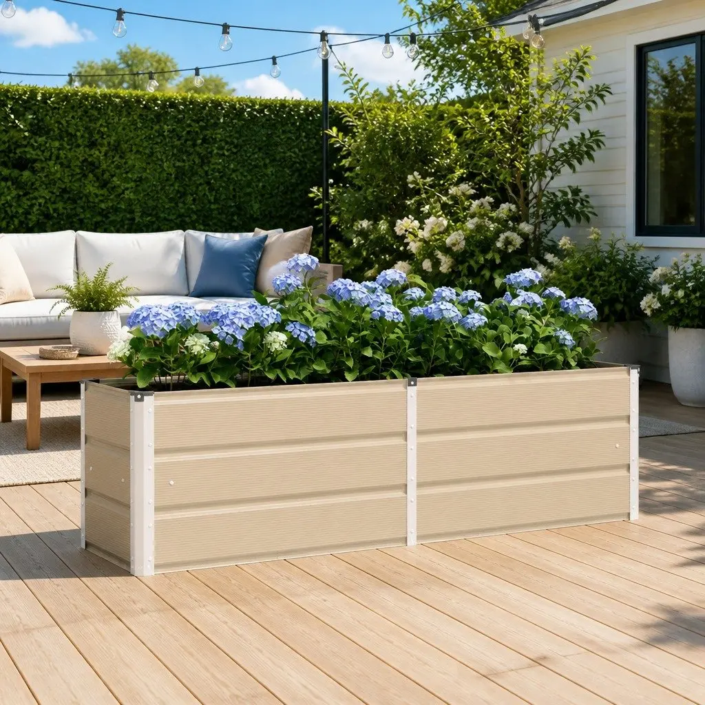 Steel Planter Indoor Outdoor 160 x 40 x 45 cm Garden Patio Pot Container