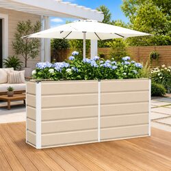 Ivory Steel Planter Dimensions: 160 x 40 x 75 cm
