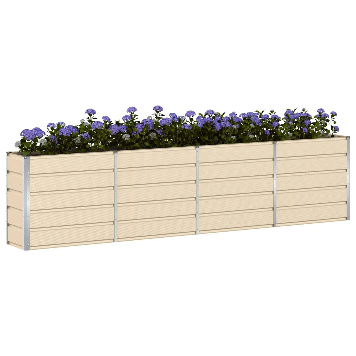 Steel Planter Indoor Outdoor Use Ivory 320 x 40 x 75 cm Modern Garden Patio Pot