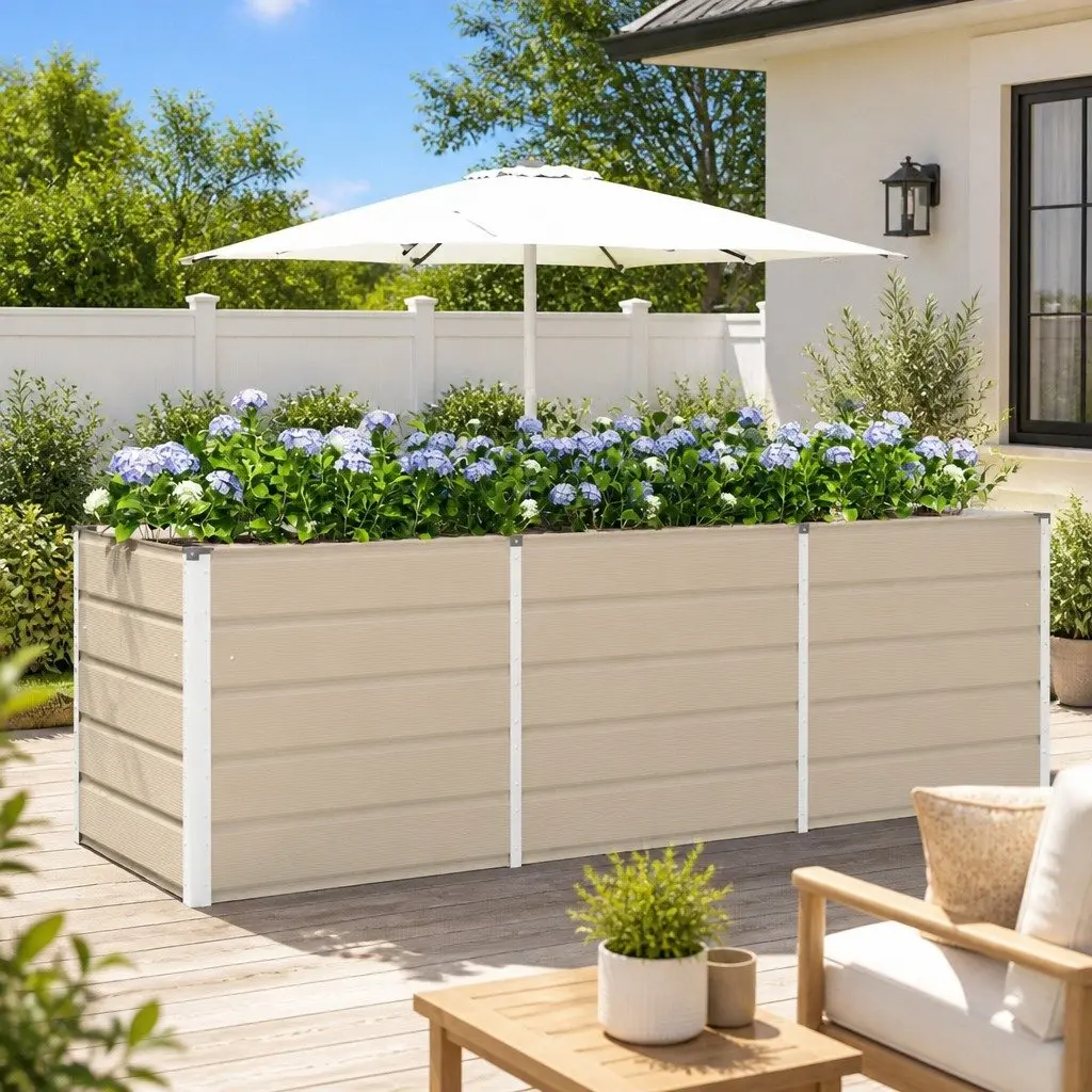 Steel Planter Indoor Outdoor 240 x 80 x 75 cm Large Pot