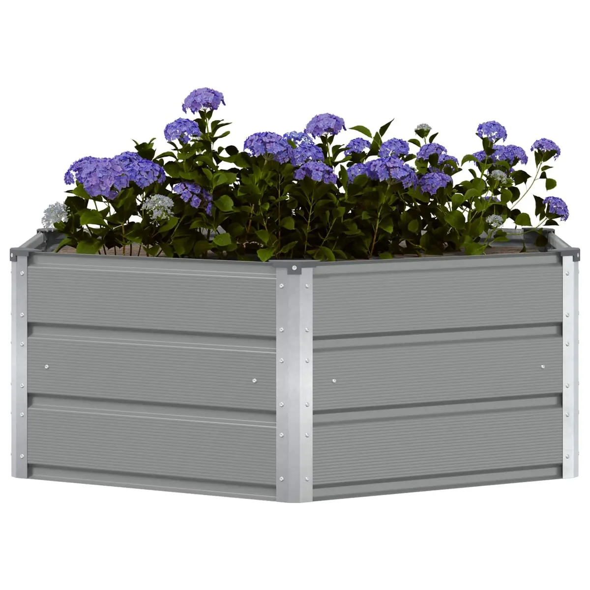 Hexagon Steel Planter Light Grey 129x129x45cm Garden Outdoor Pot Contemporary