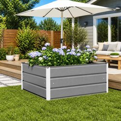 Light Grey Steel Outdoor Planter – Dimensions 100x100x45 cm