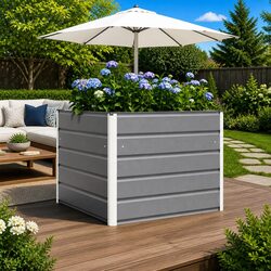 Steel Planter Light Grey 100 x 100 x 75 cm Modern Garden Outdoor Decorative Pot
