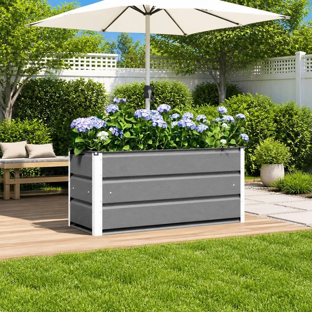 Light Grey Steel Planter 100x40x45cm