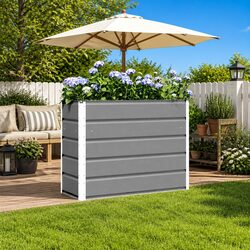 Planter Specifications: Light Grey Steel Container 100 x 40 x 75 cm
