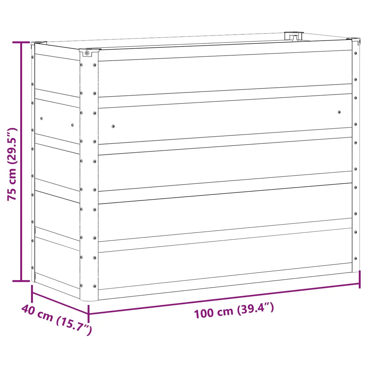 Planter Light Grey 100 x 40 x 75 cm Steel Indoor Outdoor Garden Patio Container