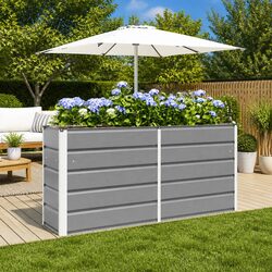 Specifications of the Light Grey Steel Garden Planter 160x40x75cm