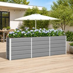 Specifications for Light Grey Steel Garden Planter 240x40x75cm