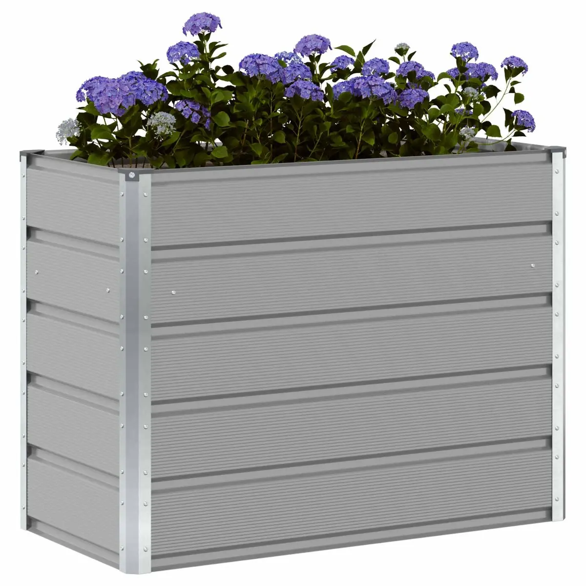 Garden Planter Light Grey 100 x 50 x 77 cm Steel Outdoor Pot Flower Bed