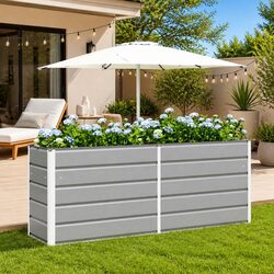 Steel Planter Specifications: Light Grey 195cm x 50cm x 75cm