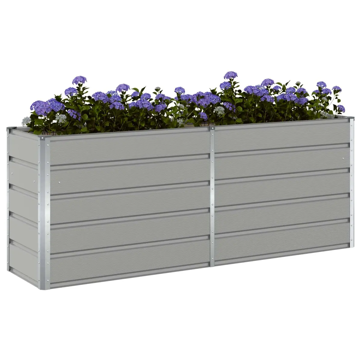 Steel Planter Outdoor Light Grey 195cm x 50cm x 75cm Galvanised