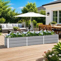 Galvanised Steel Planter - 290 x 50 x 45 cm Light Grey