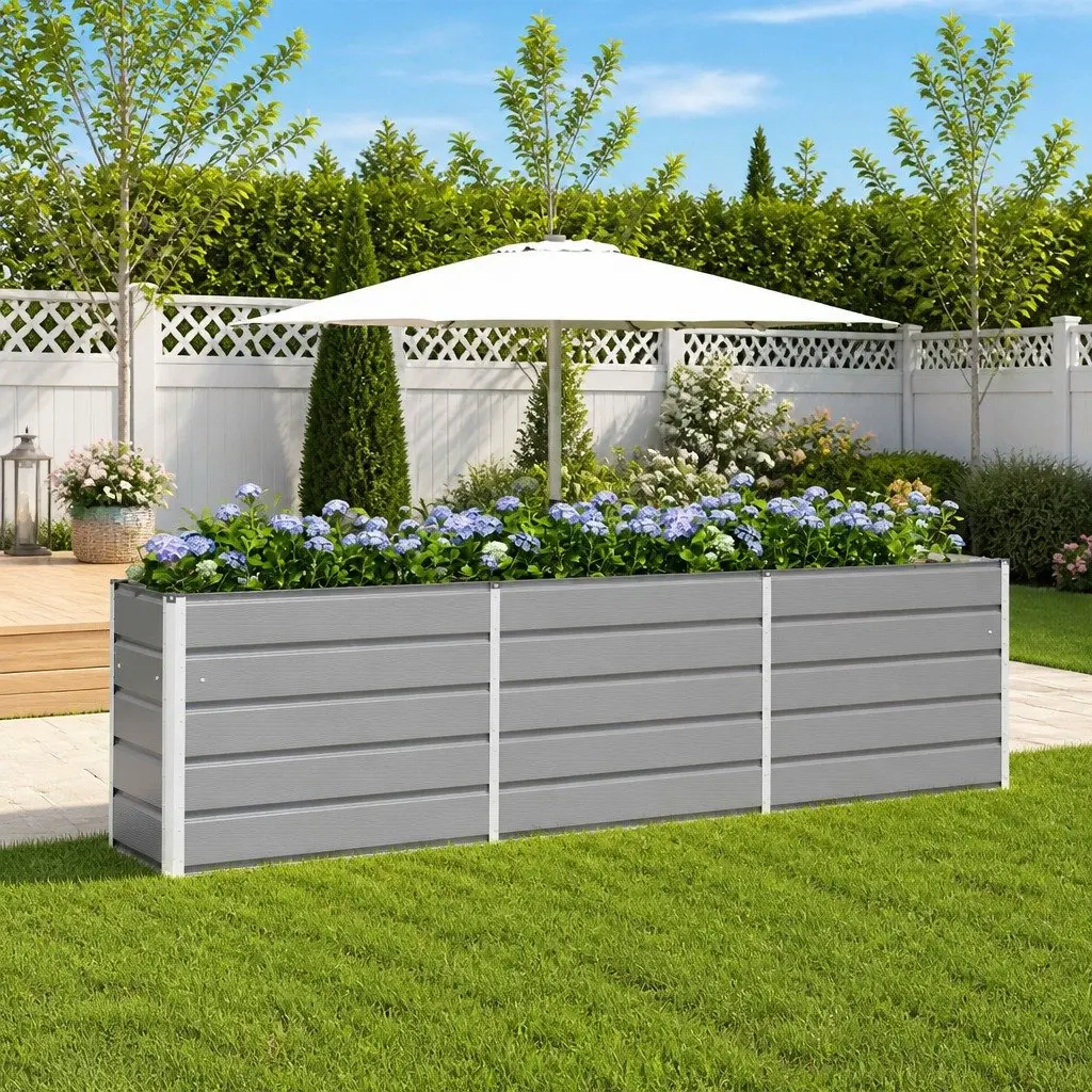 Galvanised Steel Planter Garden Outdoor 290 x 50 x 75 cm