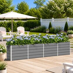 Galvanised Steel Planter, 385 x 50 x 75 cm, Light Grey