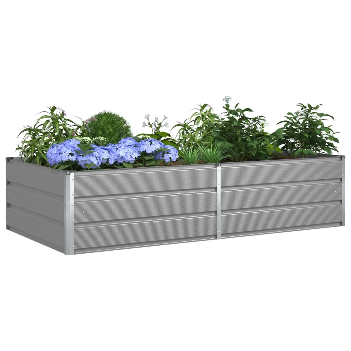Light Grey Steel Planter 195 x 100 x 45 cm