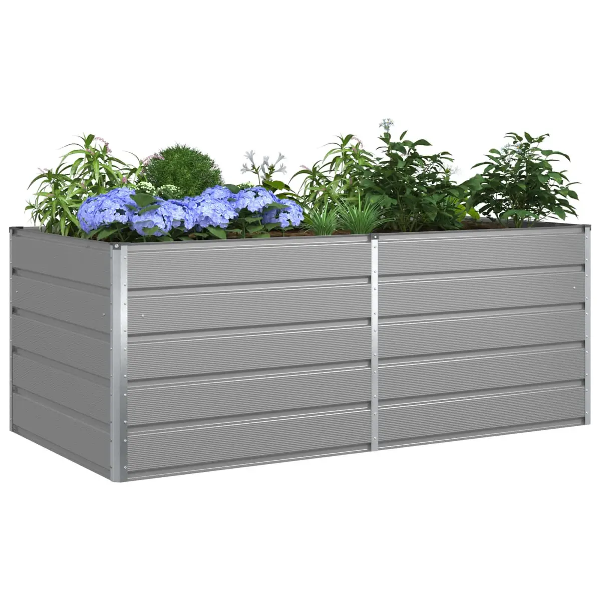 Galvanised Steel Planter Outdoor Garden Patio Light Grey 195 x 100 x 75 cm
