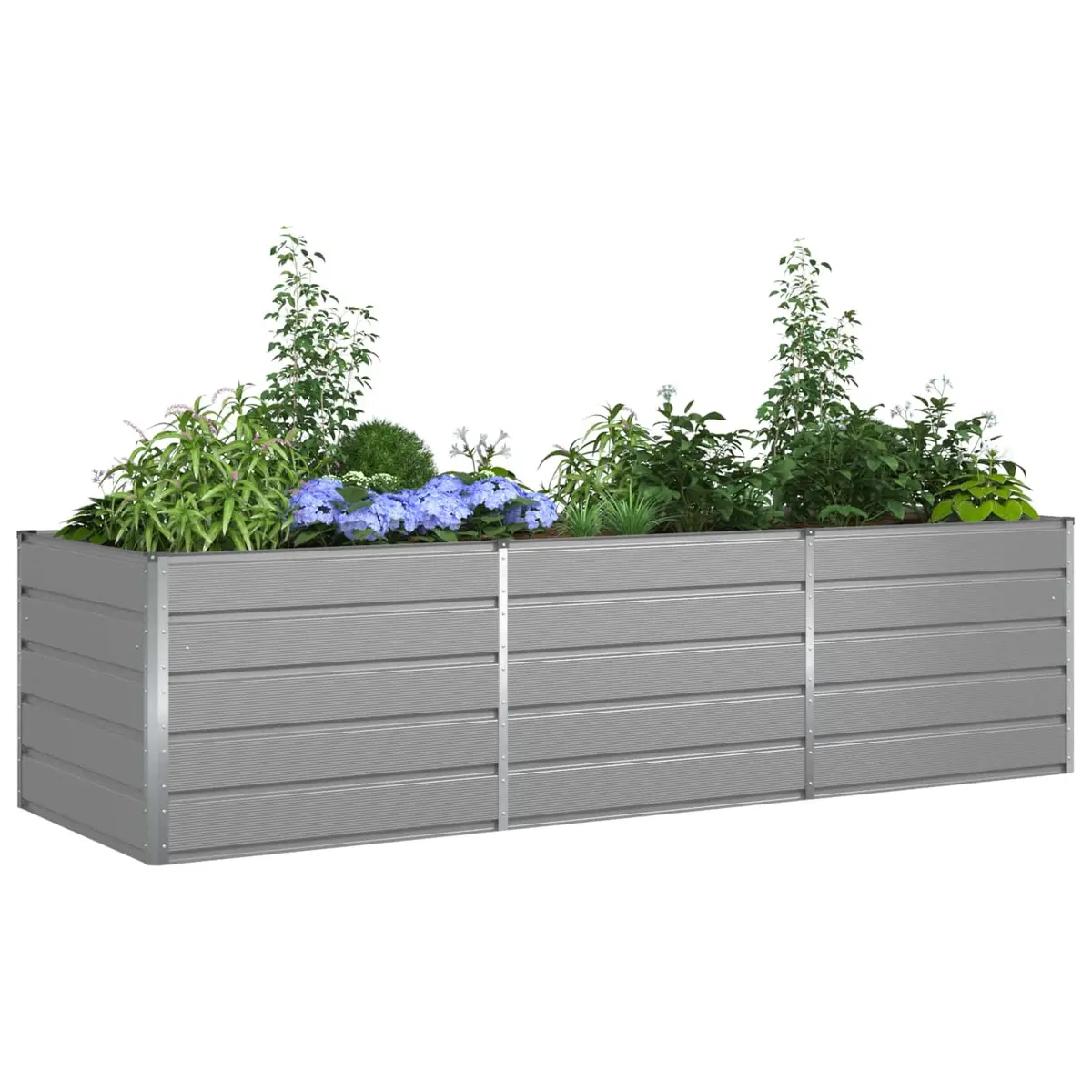 Steel Planter Light Grey 290 x 100 x 75 cm Galvanised Outdoor Garden Pot Large