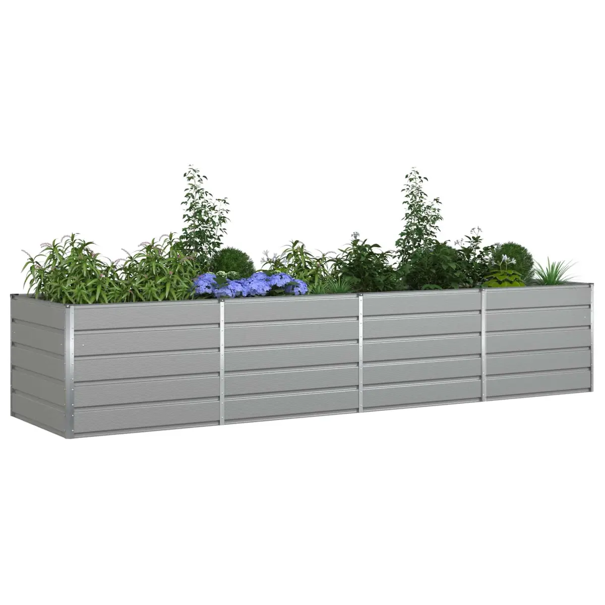 Large Garden Planter Light Grey 385 x 100 x 75 cm Steel Raised Planting Box