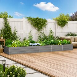 480x100x45cm Galvanised Steel Garden Planter in Grey