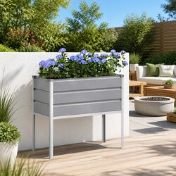 High Foot Planter Specifications: Light Grey Galvanised Steel