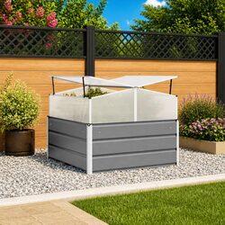 Large Outdoor Raised Bed in Light Grey Steel