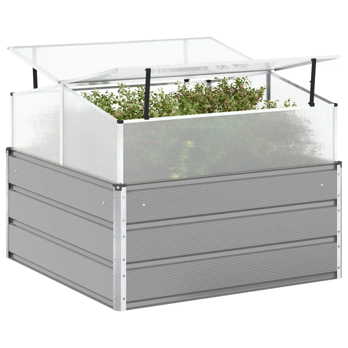 Steel Planter Outdoor Garden Light Grey 100 x 100 x 77 cm