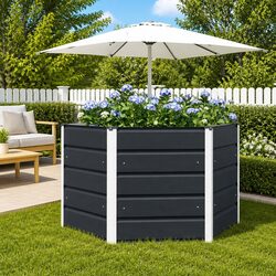 Hexagon Steel Garden Planter Anthracite 129x129x75cm Outdoor Terrace Pot