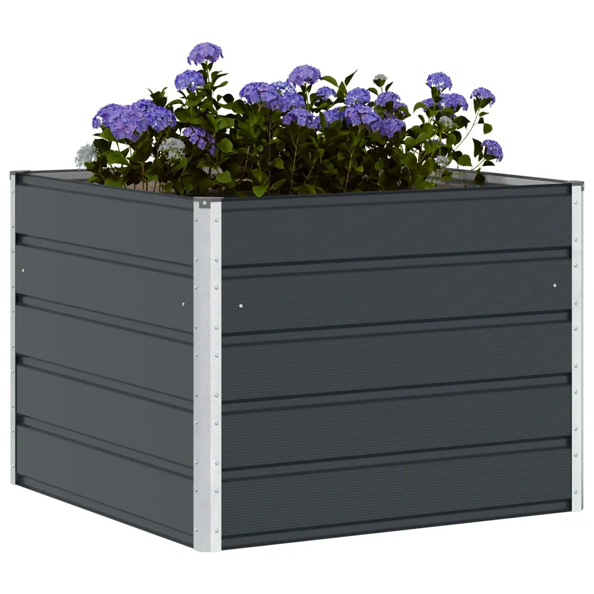 Steel Planter for Garden Outdoor 100x100x75cm Anthracite Raised Flower Bed Pot Box