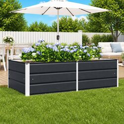 Steel Planter Anthracite Modern Garden Container 160 x 80 x 45 cm Outdoor Indoor