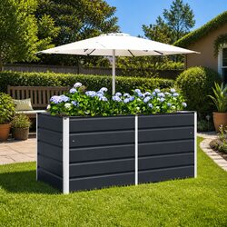 Anthracite Steel Planter 160 x 80 x 75 cm - Modern Design